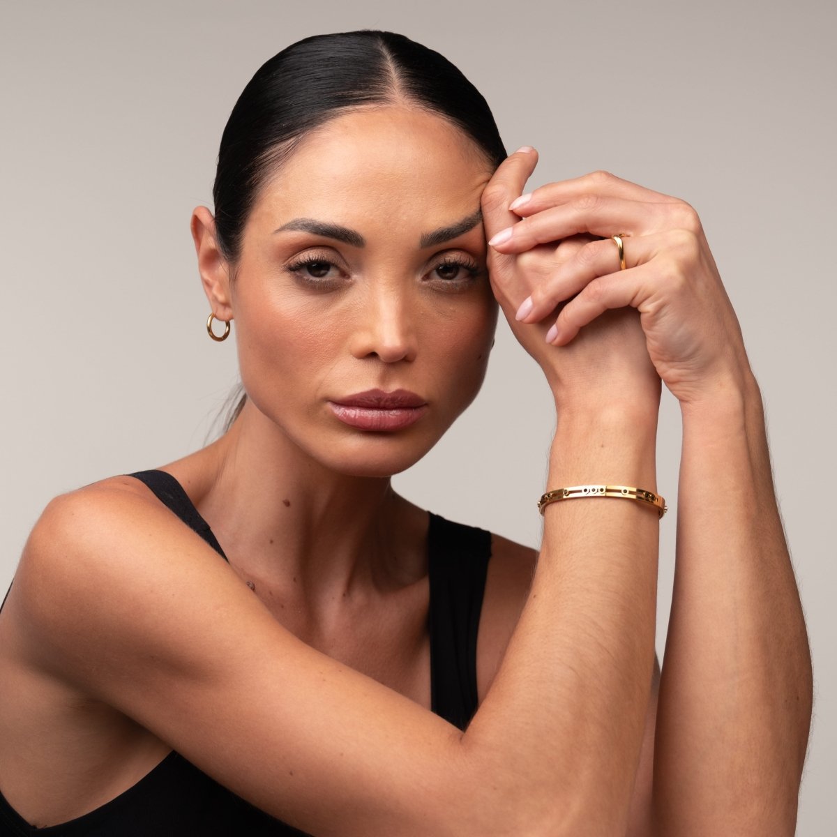Bracelete Black Studs Banhado em Ouro 18k - Murano Joias