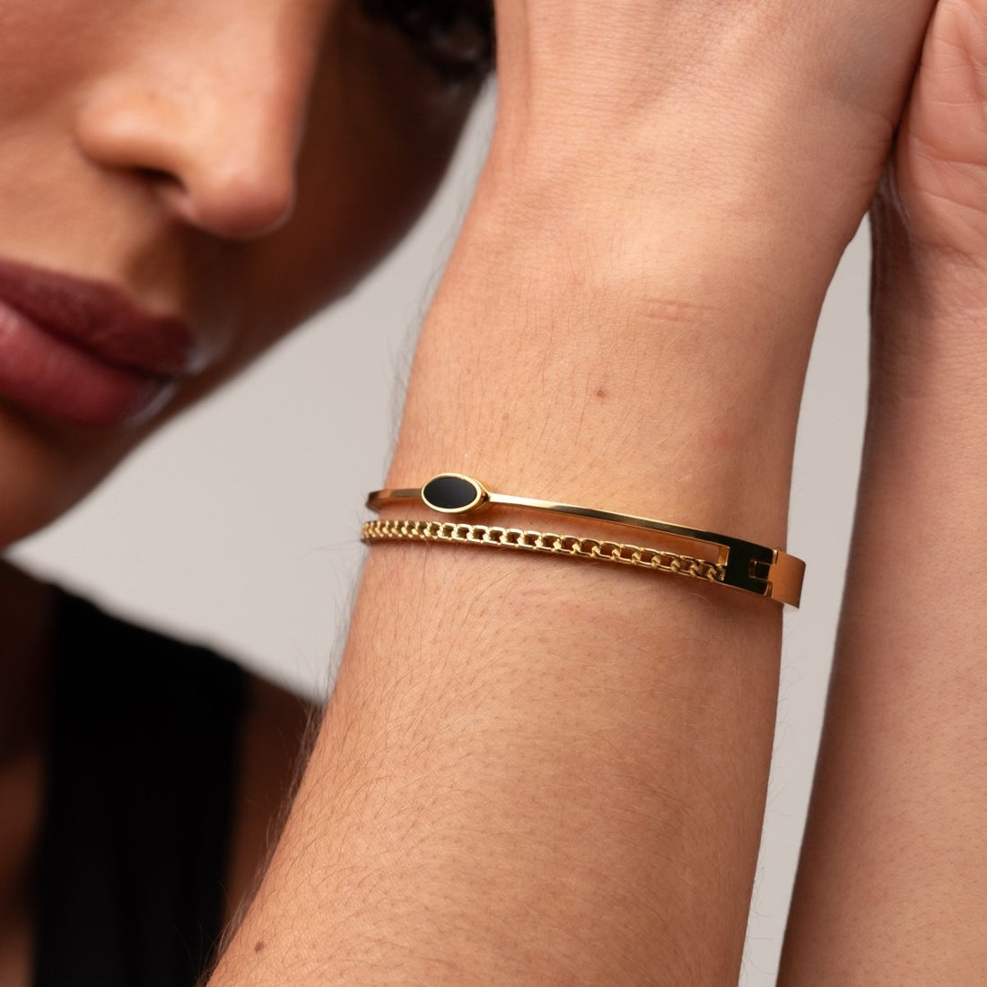 Bracelete Camadas Ônix Banhado em Ouro 18k - Murano Joias