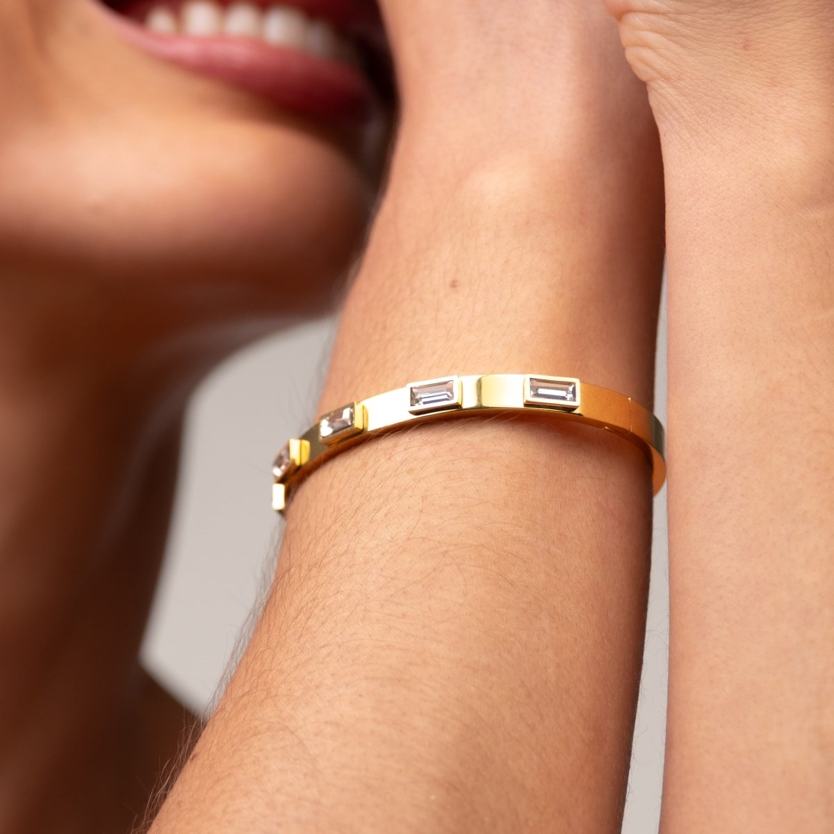 Bracelete Cristais Navete Banhado em Ouro 18K - Murano Joias