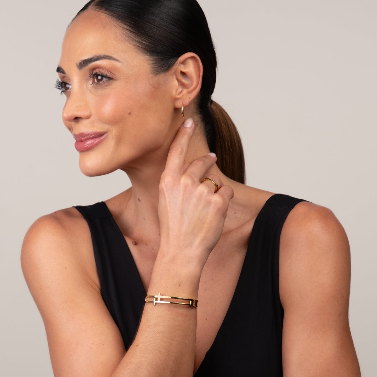Bracelete Cruz Banhado em Ouro 18k - Murano Joias