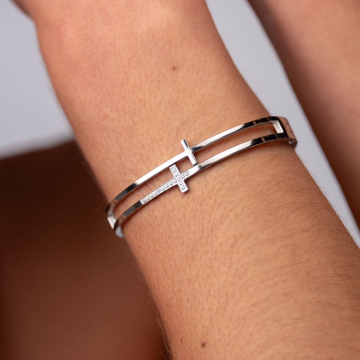 Bracelete Cruz - Prata - Murano Joias