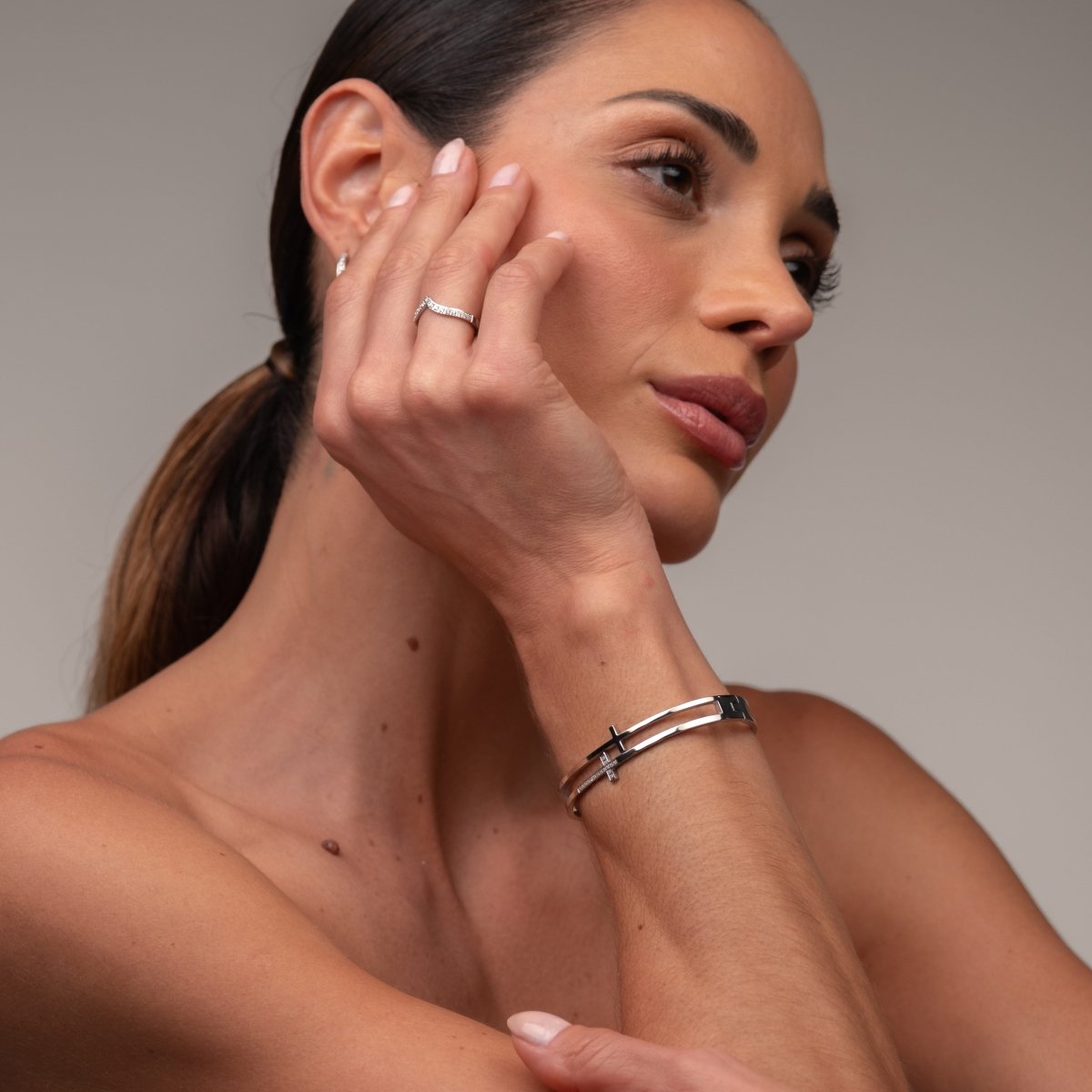 Bracelete Cruz - Prata - Murano Joias