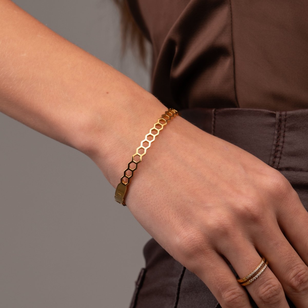 Bracelete Favo de Mel Banhado em Ouro 18K - Murano Joias