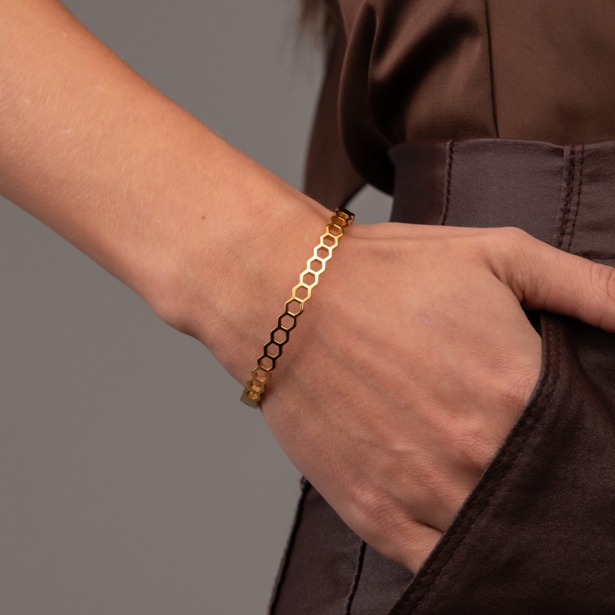 Bracelete Favo de Mel Banhado em Ouro 18K - Murano Joias