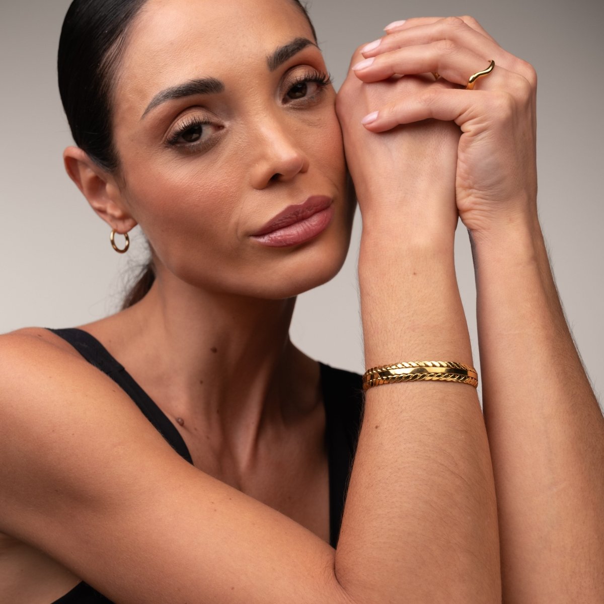 Bracelete Folhas Dourada Banhado em Ouro 18k - Murano Joias