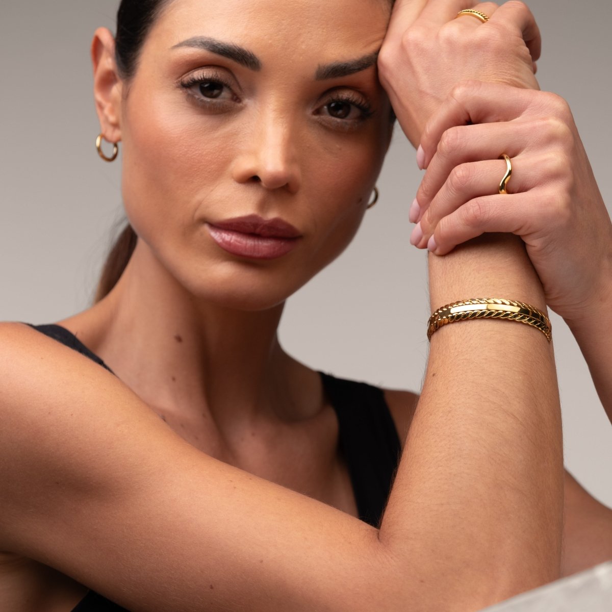Bracelete Folhas Dourada Banhado em Ouro 18k - Murano Joias