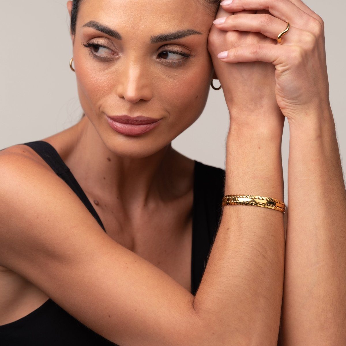 Bracelete Folhas Dourada Banhado em Ouro 18k - Murano Joias