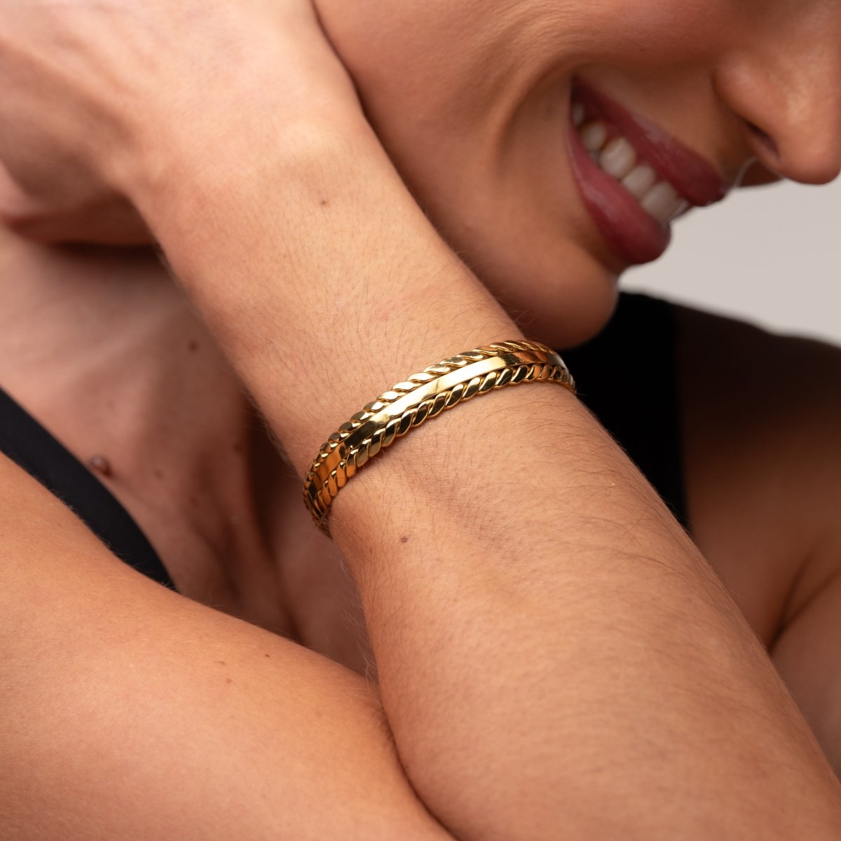 Bracelete Folhas Dourada Banhado em Ouro 18k - Murano Joias