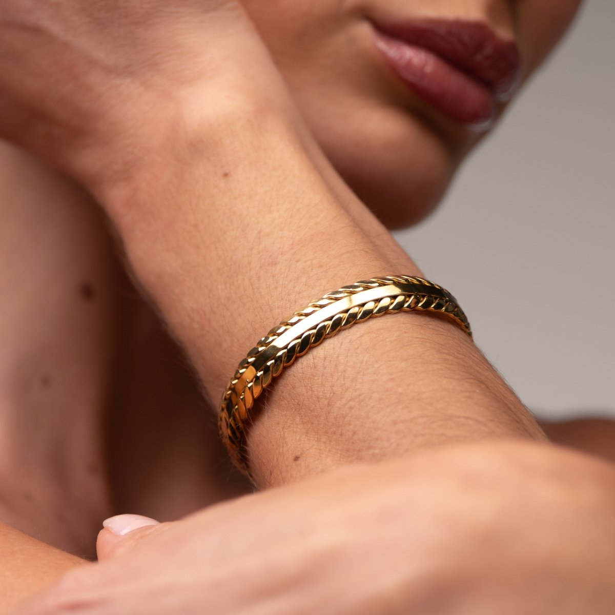 Bracelete Folhas Dourada Banhado em Ouro 18k - Murano Joias