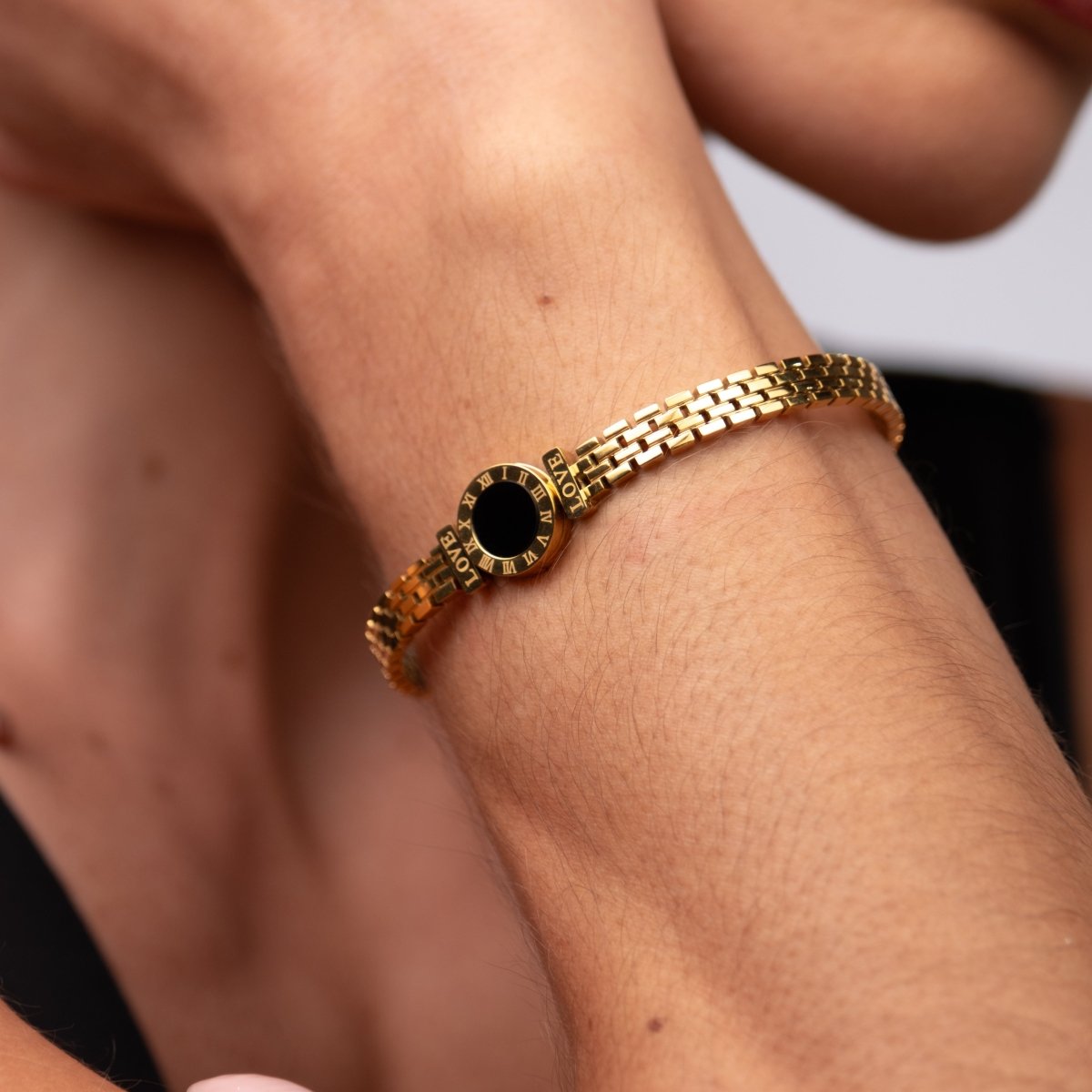 Bracelete Hera Pedra Onix Banhado em Ouro 18K - Murano Joias