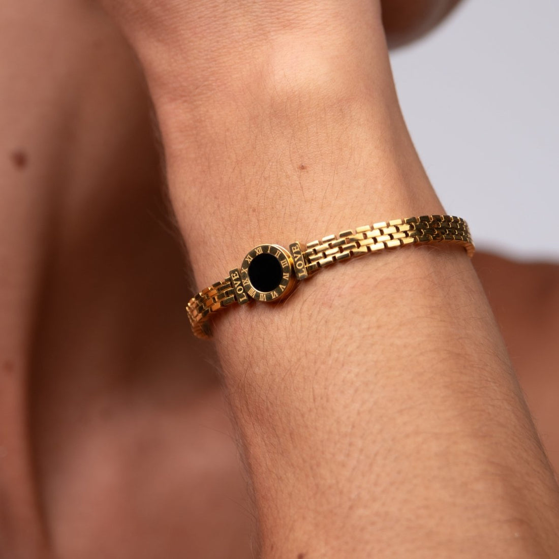 Bracelete Hera Pedra Onix Banhado em Ouro 18K - Murano Joias