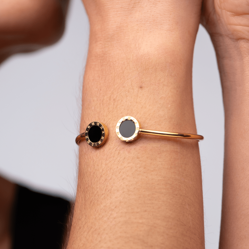 Bracelete Ônix Banhado em Ouro 18K - Murano Joias
