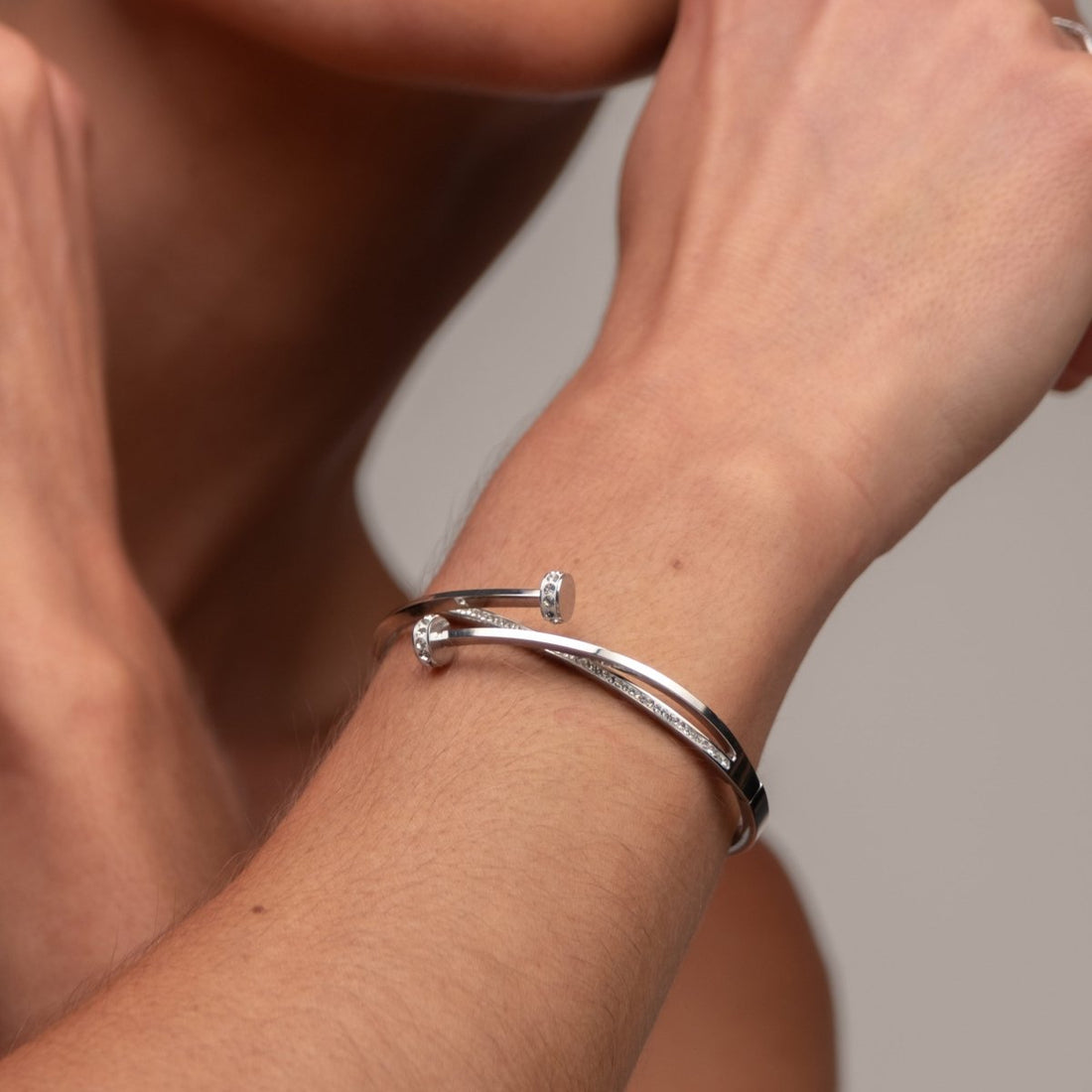 Bracelete Prego Zircônia - Prata - Murano Joias