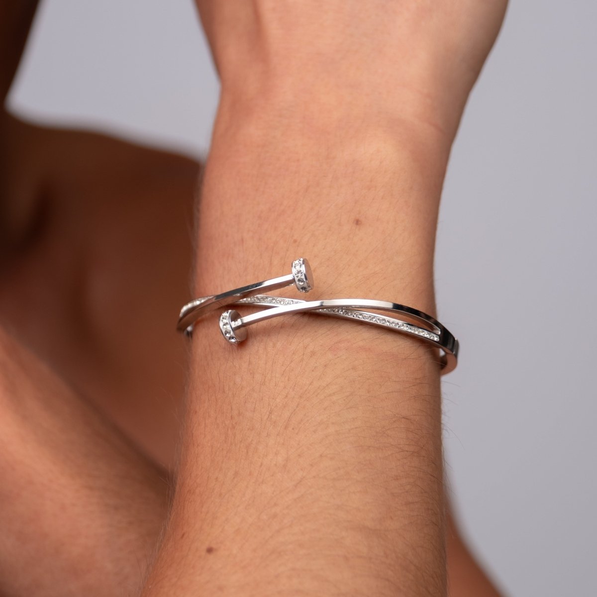 Bracelete Prego Zircônia - Prata - Murano Joias