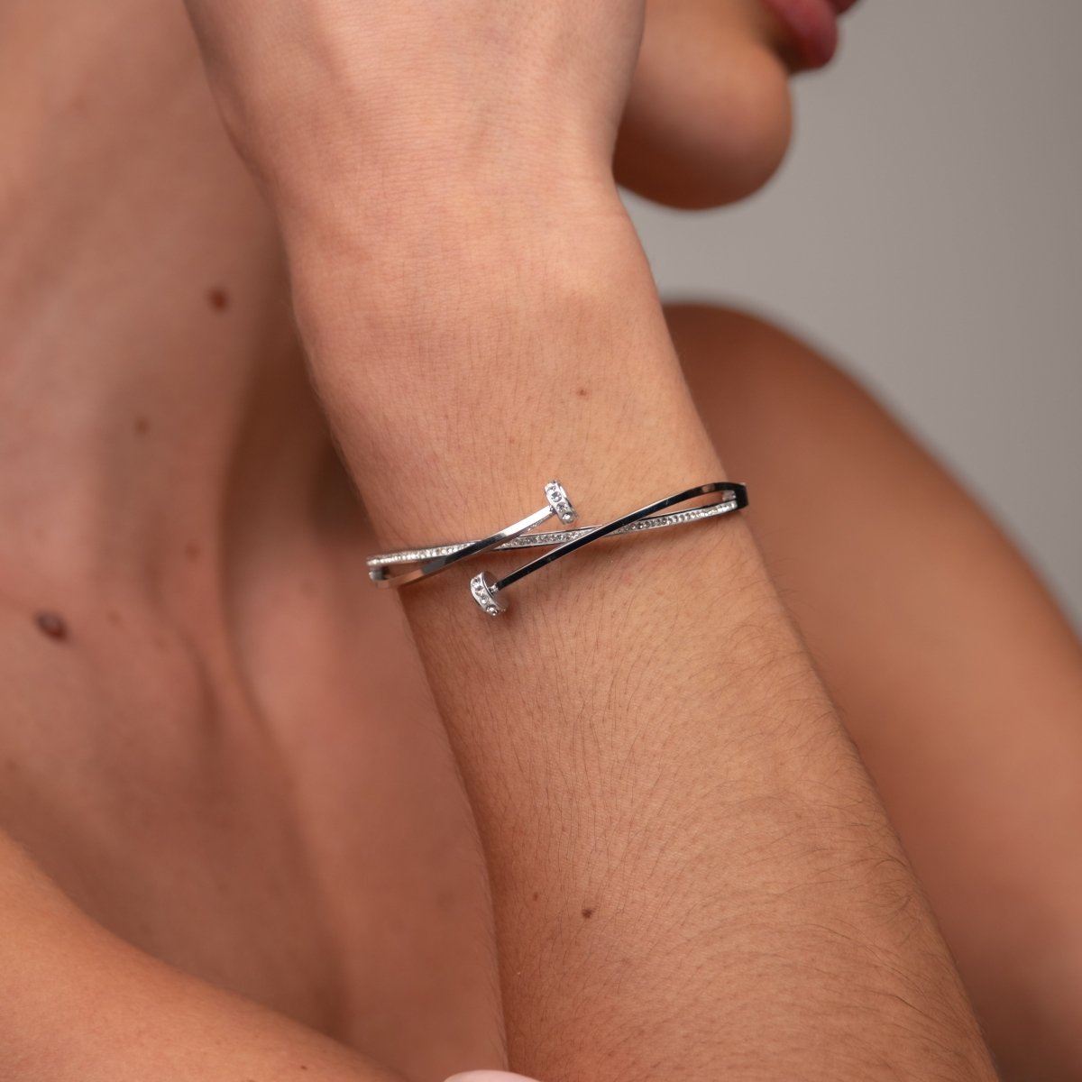 Bracelete Prego Zircônia - Prata - Murano Joias