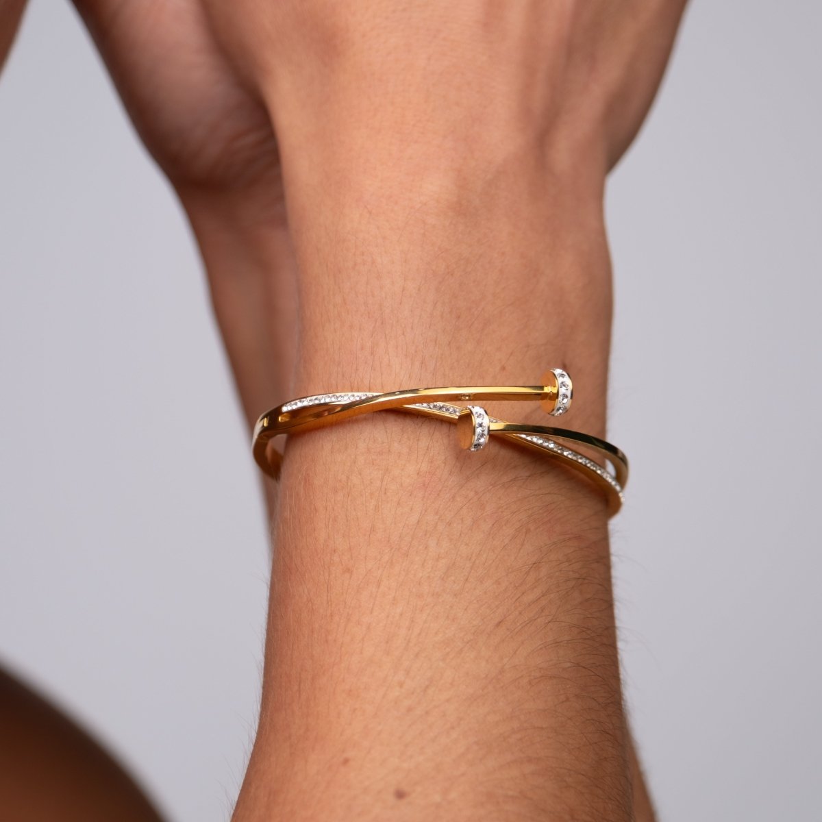 Bracelete Prego Zircônias Banhado em Ouro 18K - Murano Joias