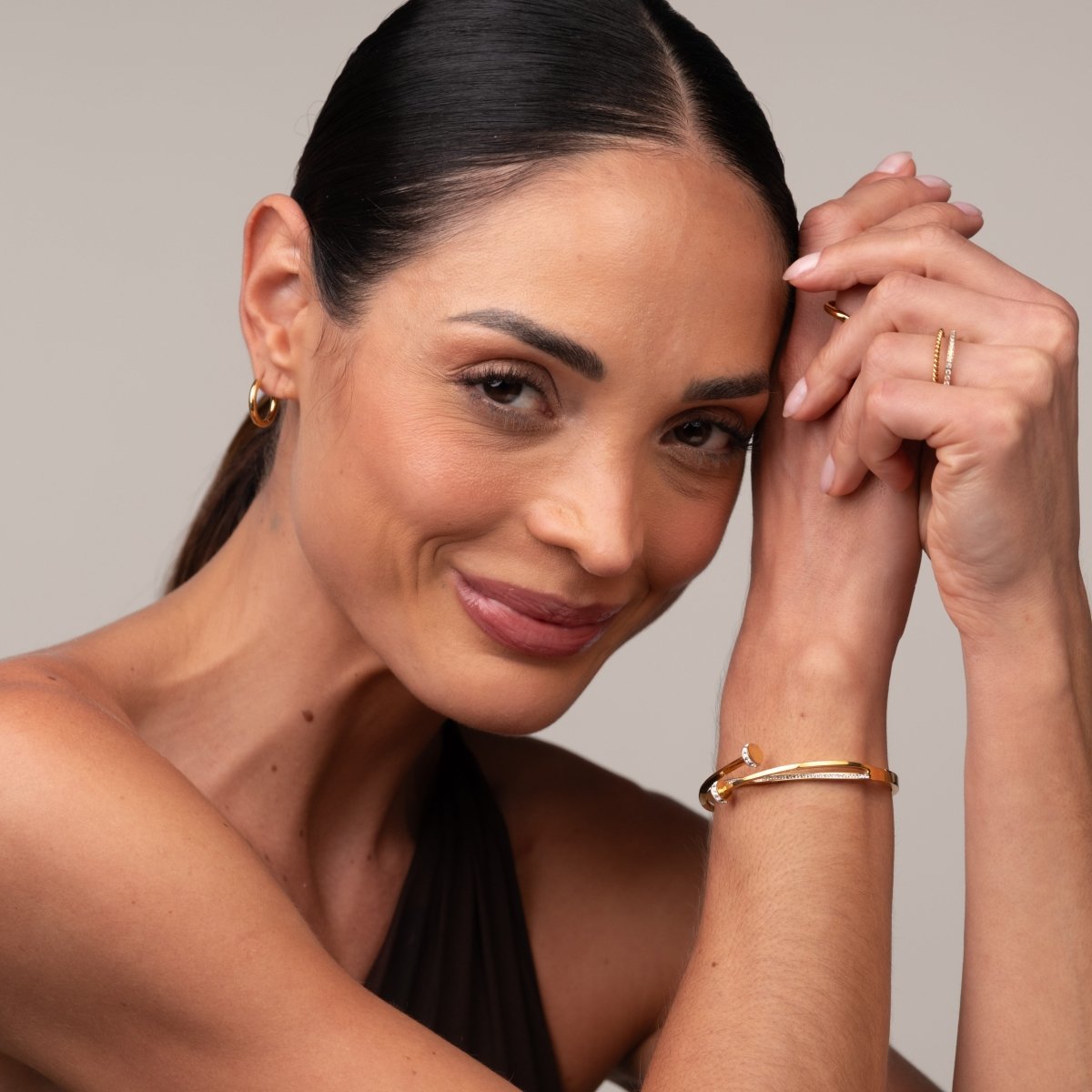 Bracelete Prego Zircônias Banhado em Ouro 18K - Murano Joias