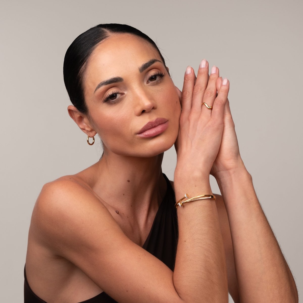 Bracelete Prego Zircônias Banhado em Ouro 18K - Murano Joias