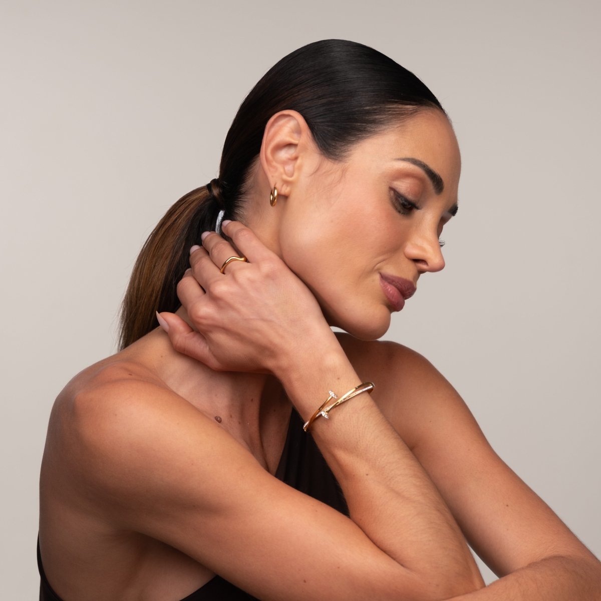 Bracelete Prego Zircônias Banhado em Ouro 18K - Murano Joias