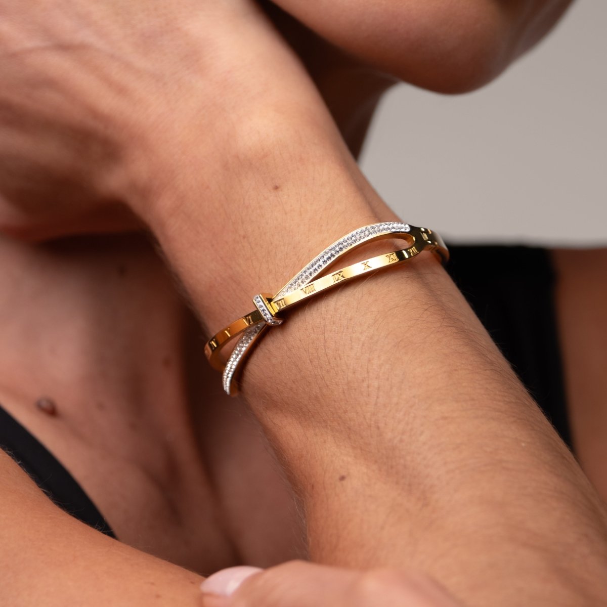Bracelete Romano Zircônia Banhado em Ouro 18K - Murano Joias