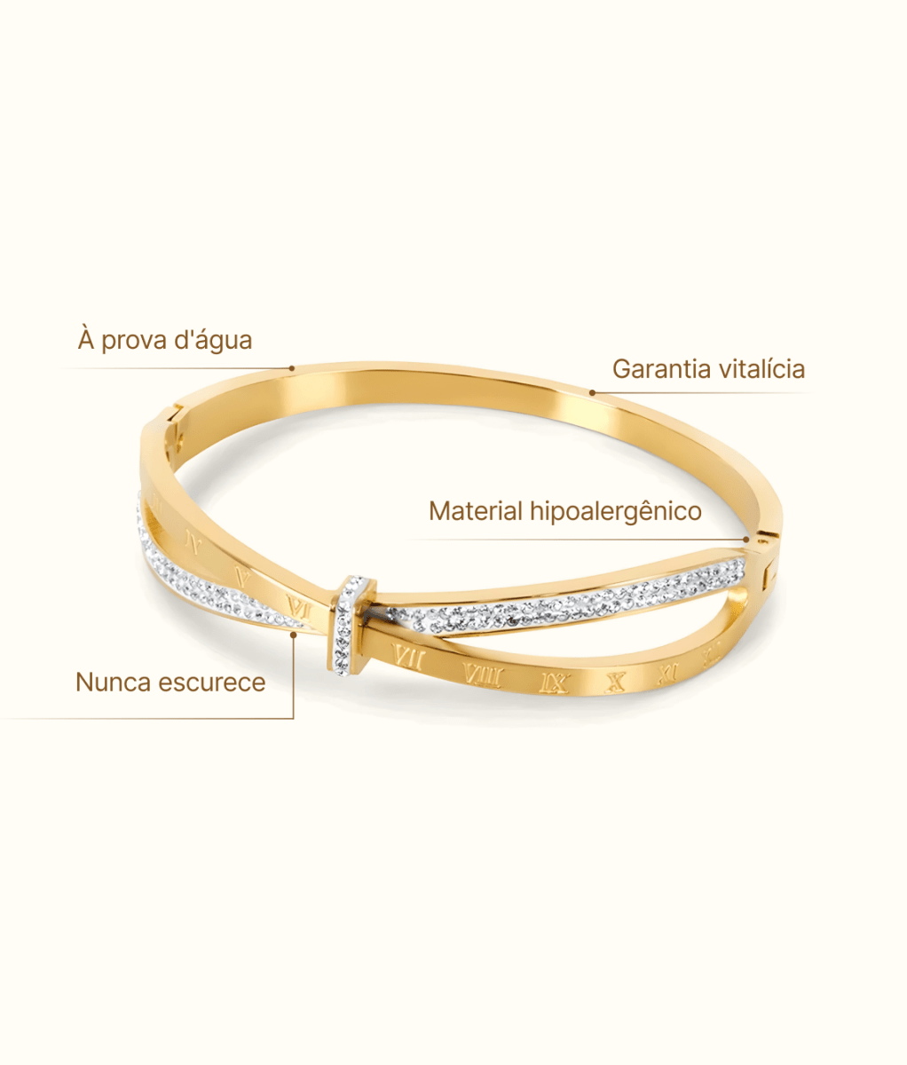 Bracelete Romano Zircônia Banhado em Ouro 18K - Murano Joias