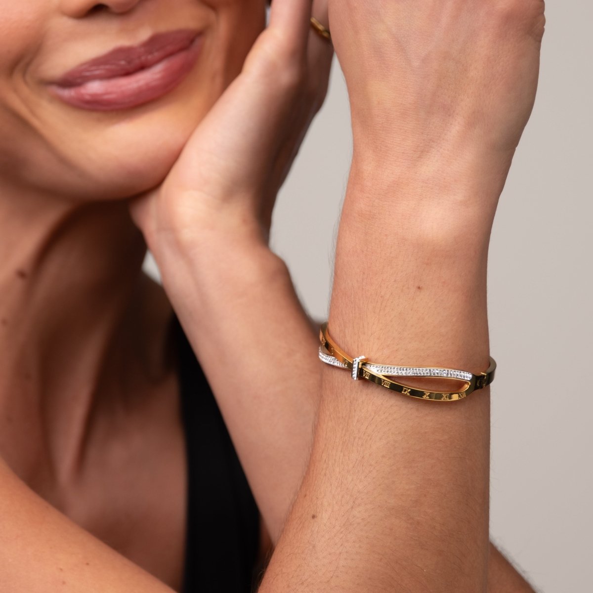 Bracelete Romano Zircônia Banhado em Ouro 18K - Murano Joias