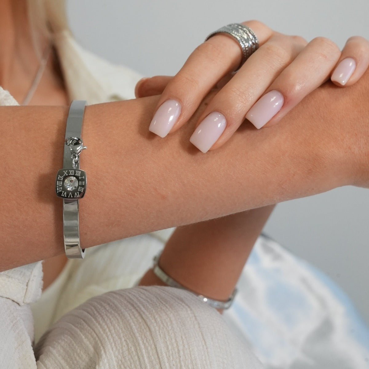 Bracelete Square Charm - Prata - Murano Joias