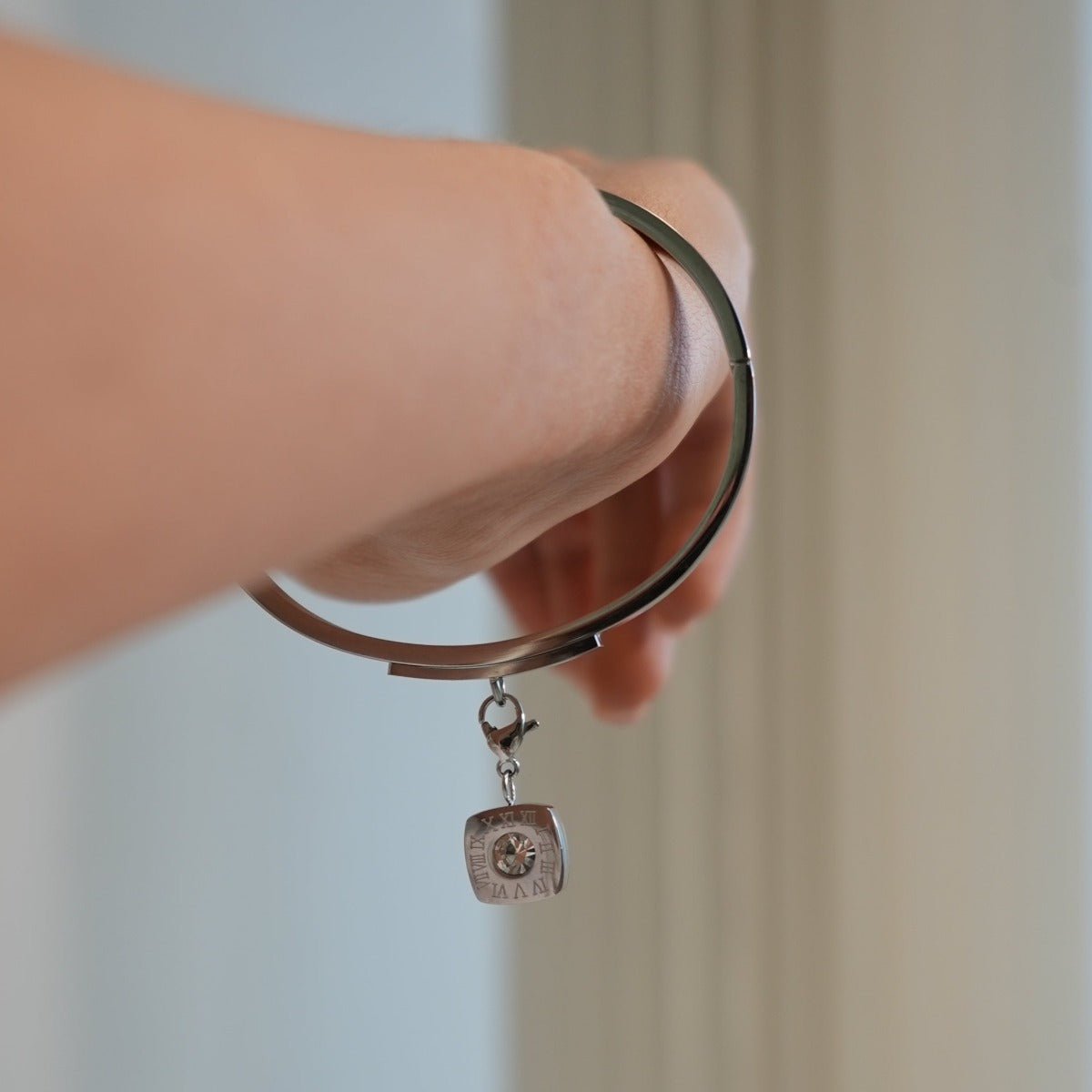 Bracelete Square Charm - Prata - Murano Joias