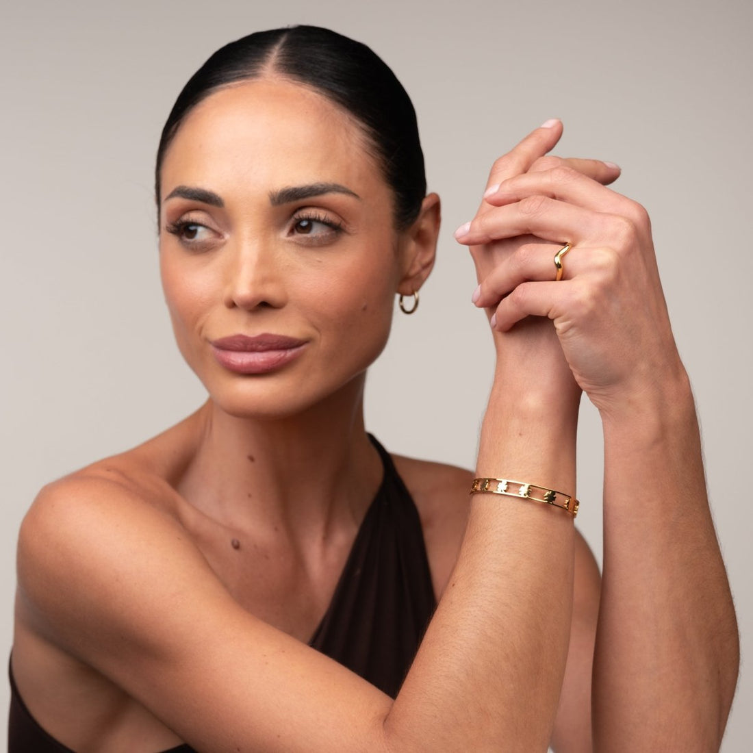 Bracelete Trevo Vazado Banhado em Ouro 18K - Murano Joias