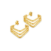 Brinco Amelie Triplo Divisões Banhado em Ouro 18K - Murano Joias