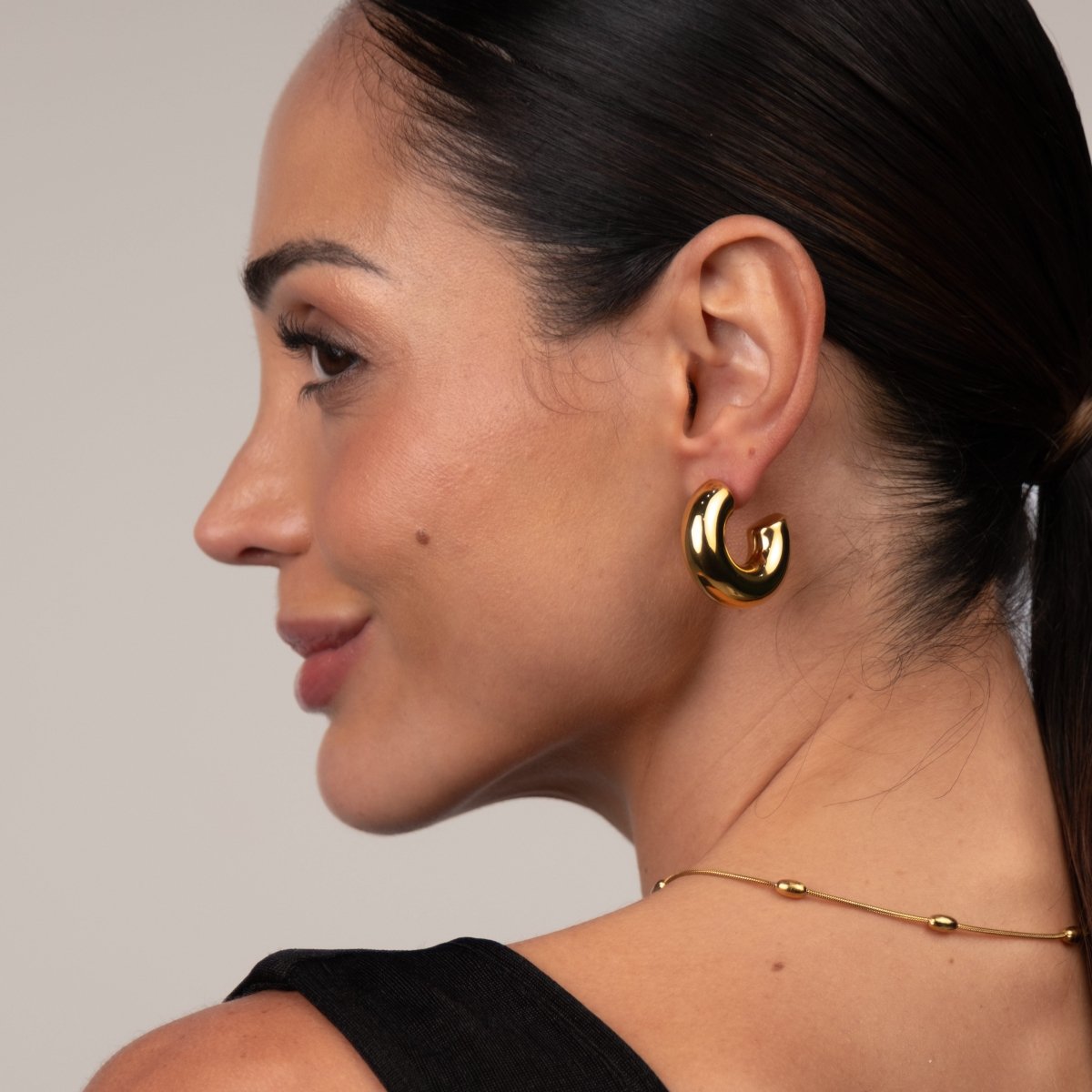 Brinco Argola Lola Chunky Banhado em Ouro 18K - Murano Joias