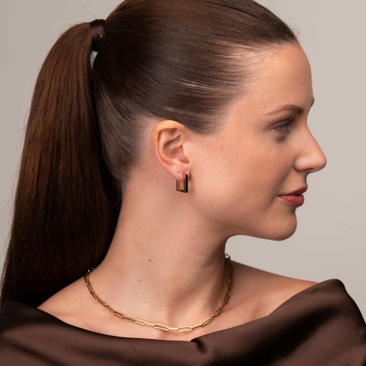 Brinco Argola Quadrada Leonor Banhado em Ouro 18K - Murano Joias