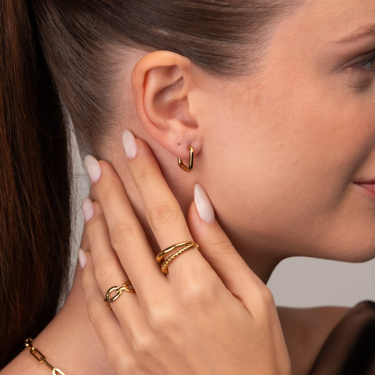 Brinco Argola Quadrado Banhado em Ouro 18k - Murano Joias