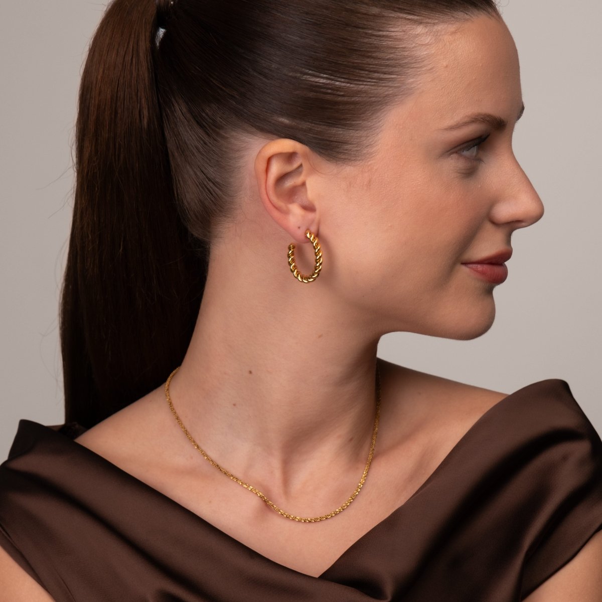 Brinco Argola Twist Banhado em Ouro 18K - Murano Joias