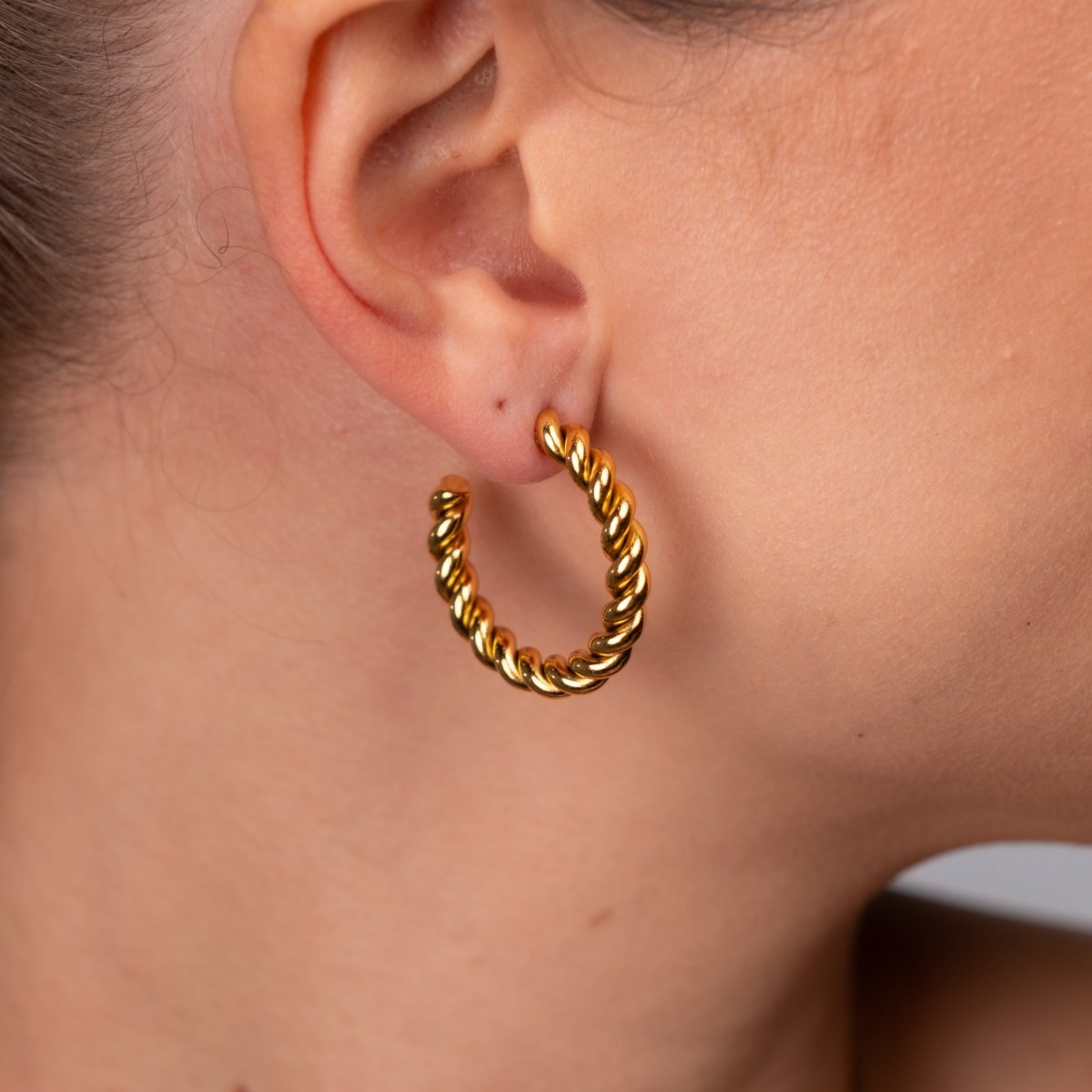 Brinco Argola Twist Banhado em Ouro 18K - Murano Joias