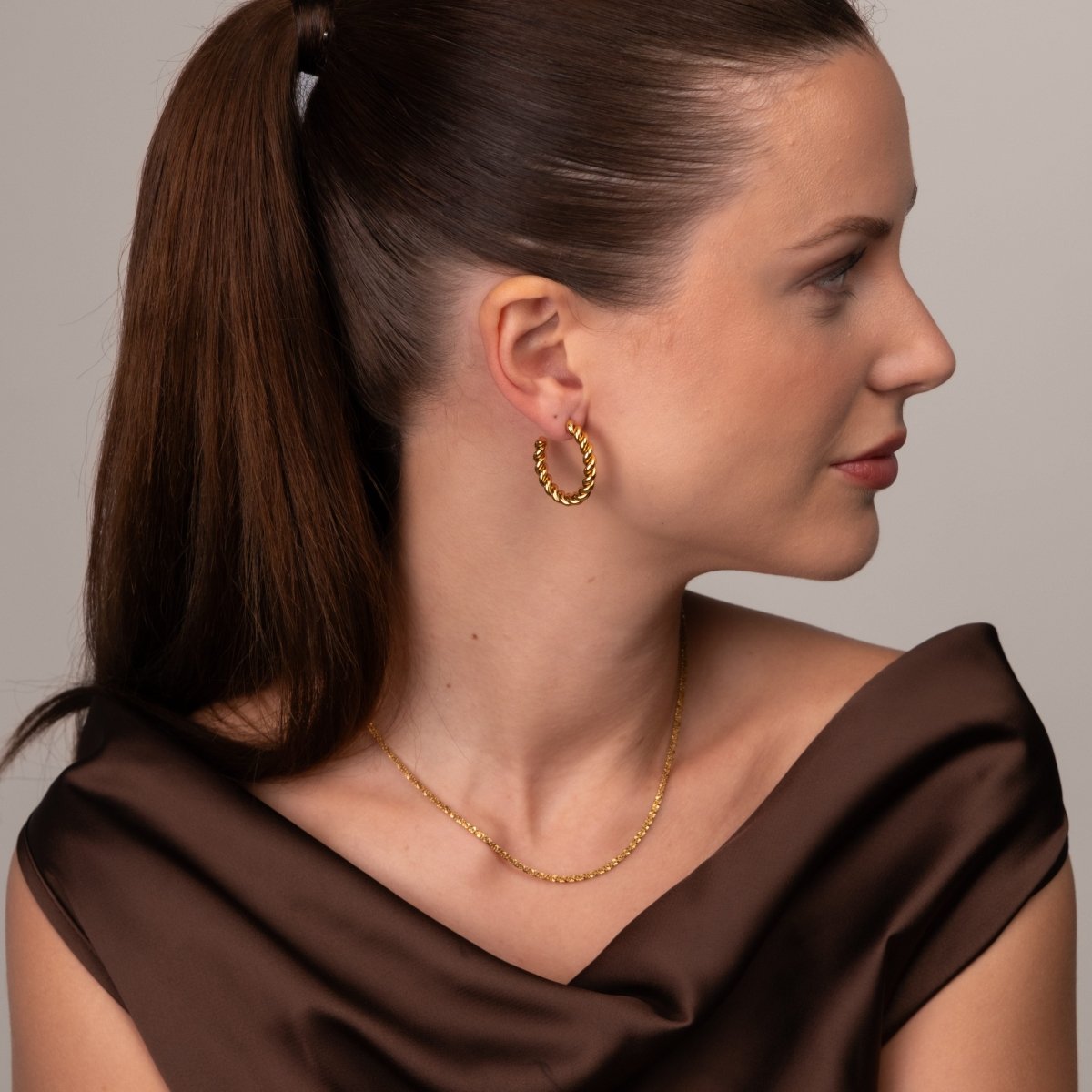 Brinco Argola Twist Banhado em Ouro 18K - Murano Joias