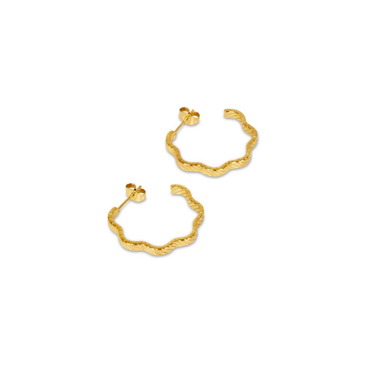 Brinco Argola Wavy Texture Banhado em Ouro 18k - Murano Joias