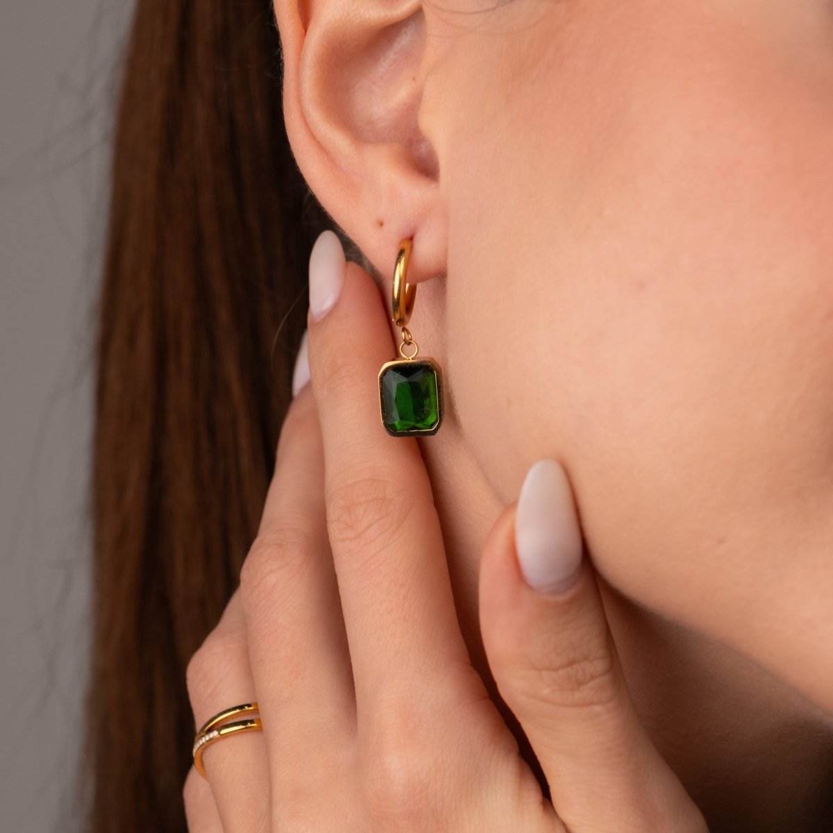 Brinco Argolinha Cristal Verde Banhado em Ouro 18k - Murano Joias