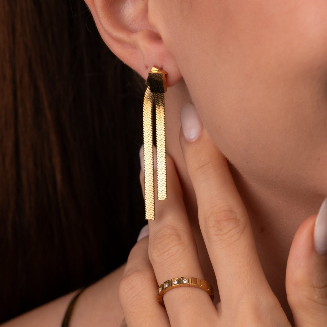 Brinco Catarina Malha Metal Banhado em Ouro 18K - Murano Joias