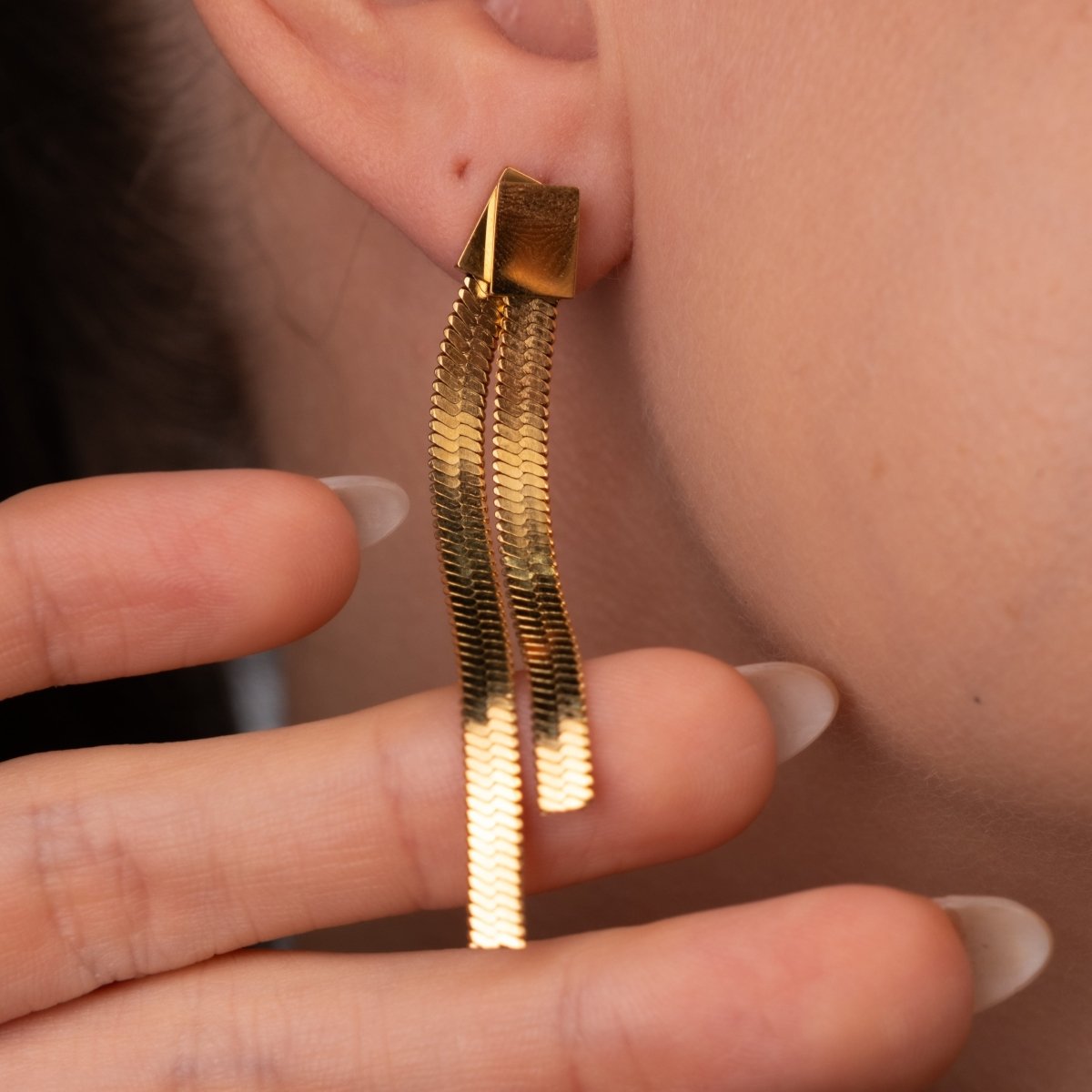 Brinco Catarina Malha Metal Banhado em Ouro 18K - Murano Joias