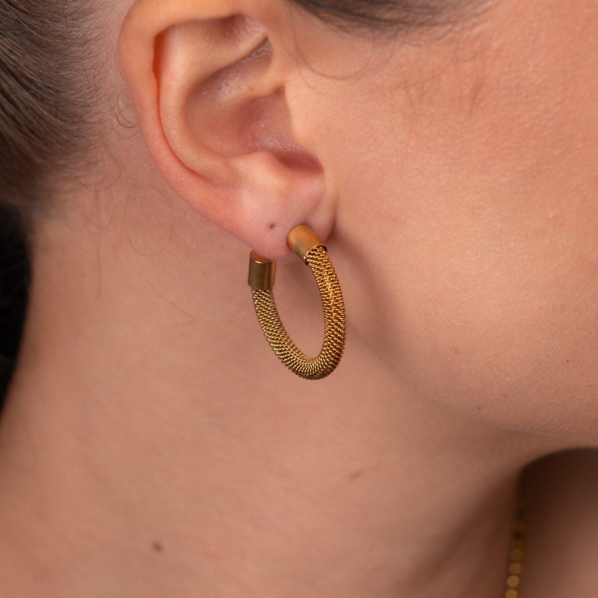 Brinco de Argola Isabella Malha Banhado em Ouro 18K - Murano Joias