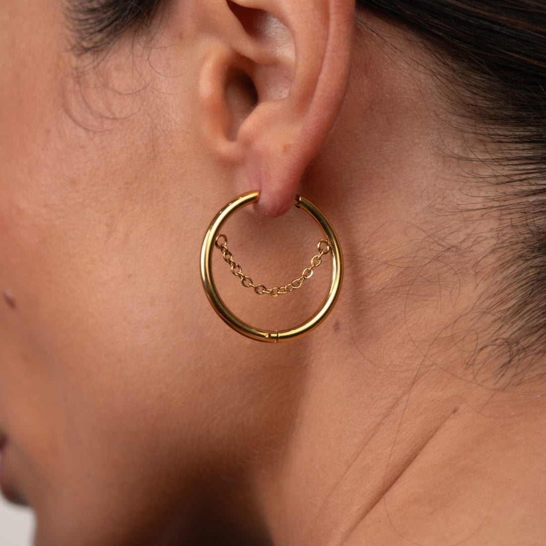 Brinco de Argola Pipa Banhado em Ouro 18K - Murano Joias