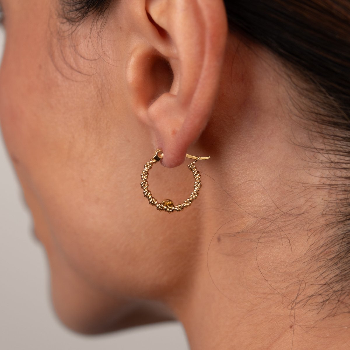 Brinco de Argola Textura Banhado em Ouro 18K - Murano Joias