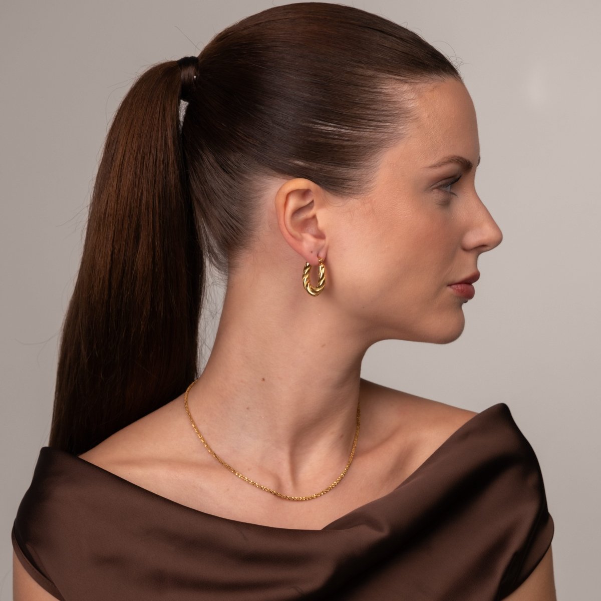 Brinco de Argola Torcido Banhado em Ouro 18K - Murano Joias