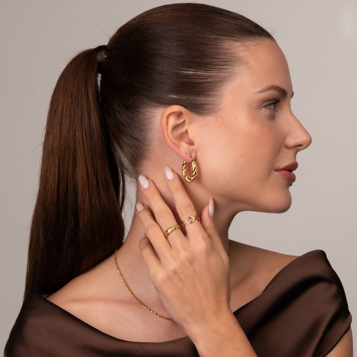 Brinco de Argola Torcido Banhado em Ouro 18K - Murano Joias