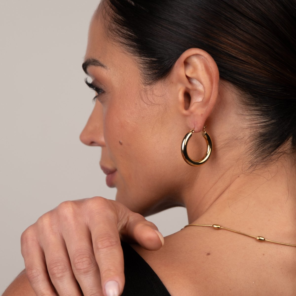 Brinco de Argola Tubo Lele G Banhado em Ouro 18K - Murano Joias