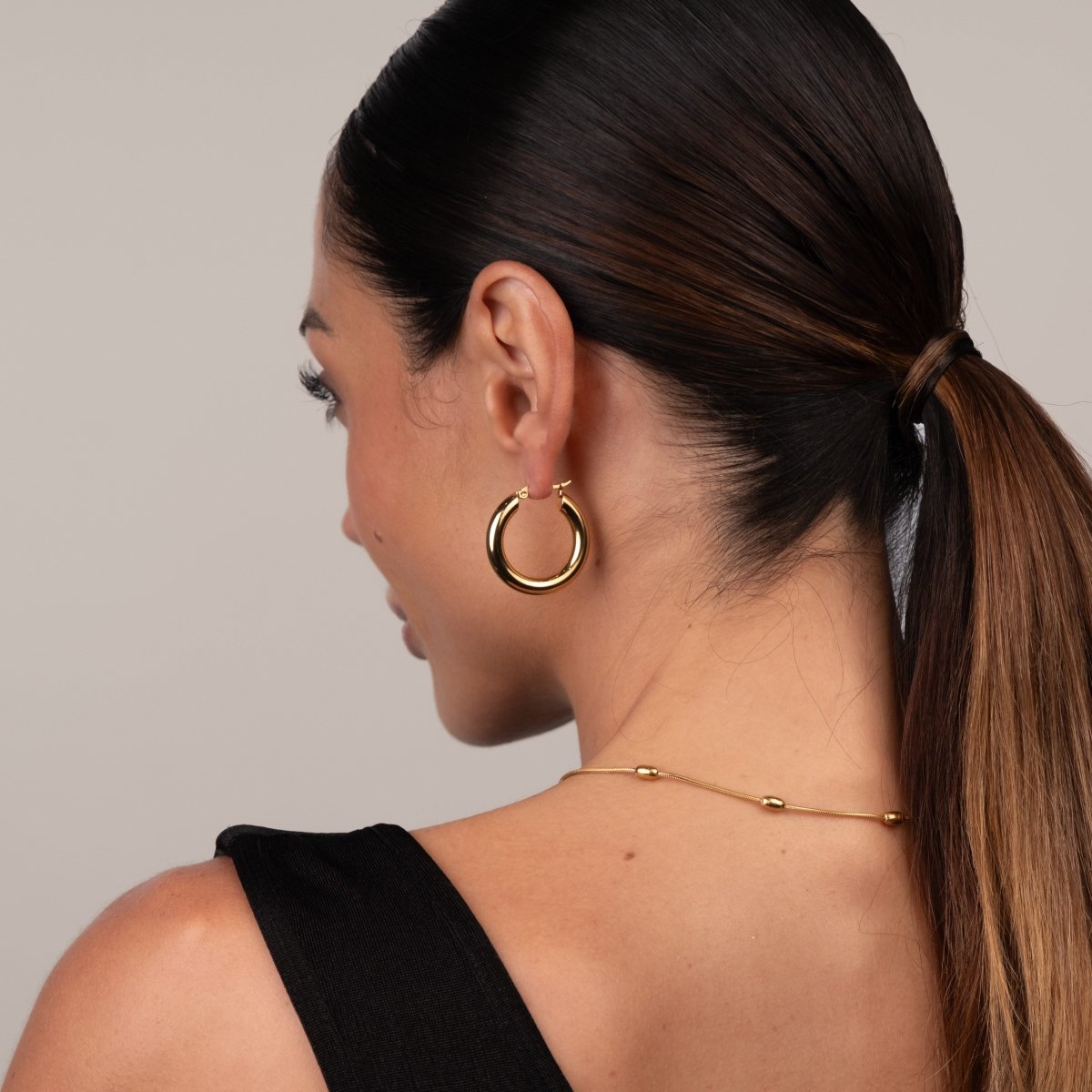 Brinco de Argola Tubo Lele G Banhado em Ouro 18K - Murano Joias