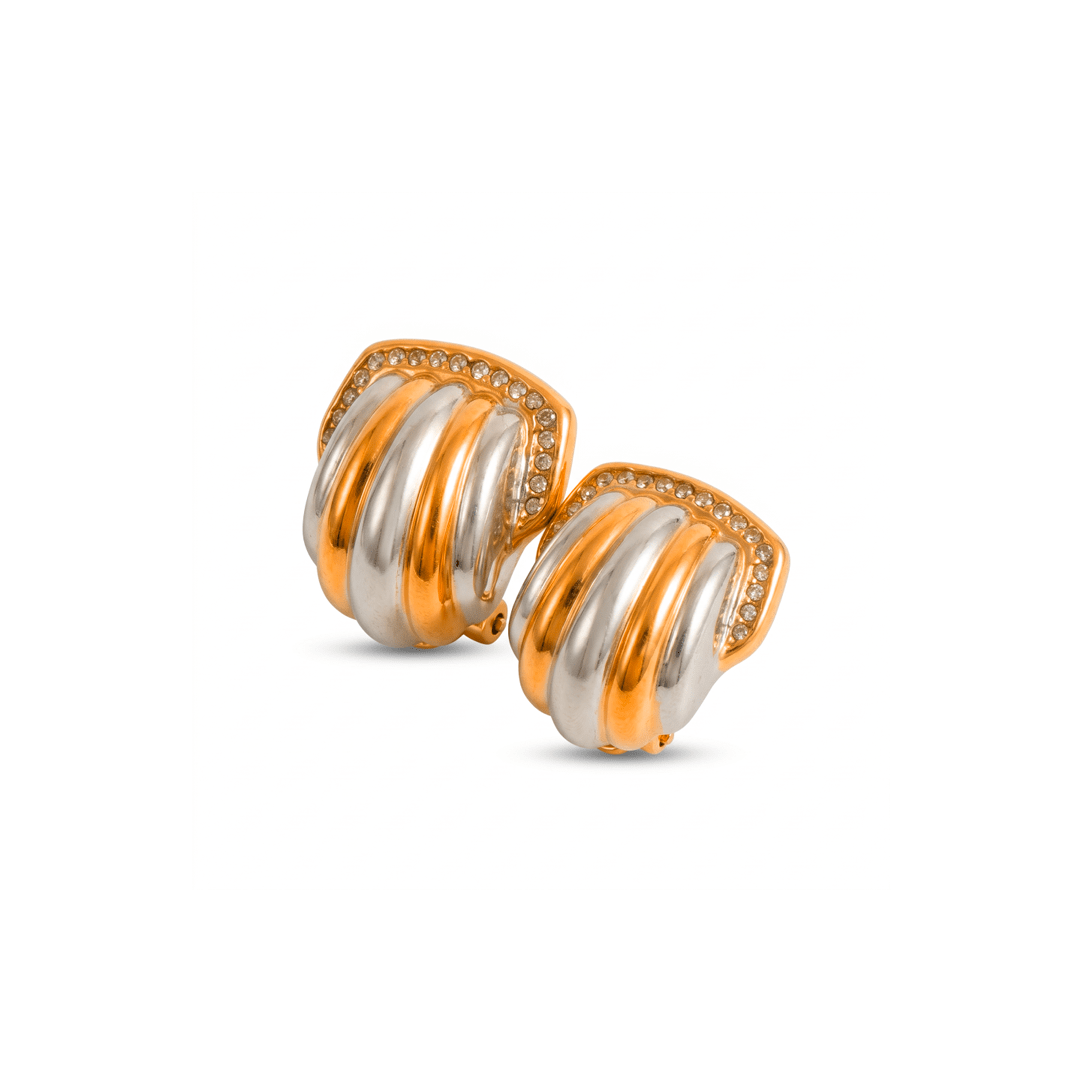Brinco Dome Cristal com Mix de Banhos Dourado e Prata - Murano Joias
