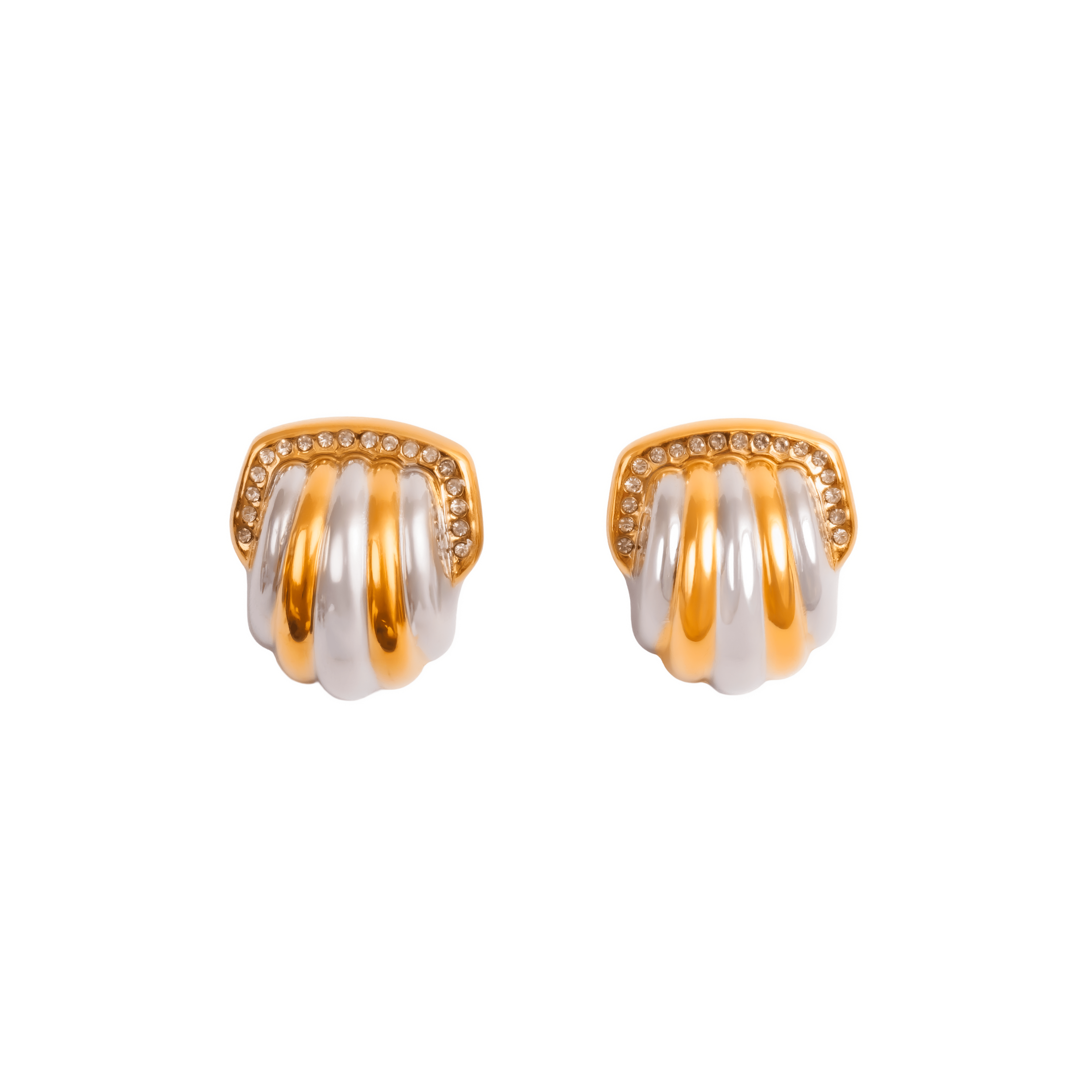 Brinco Dome Cristal com Mix de Banhos Dourado e Prata - Murano Joias