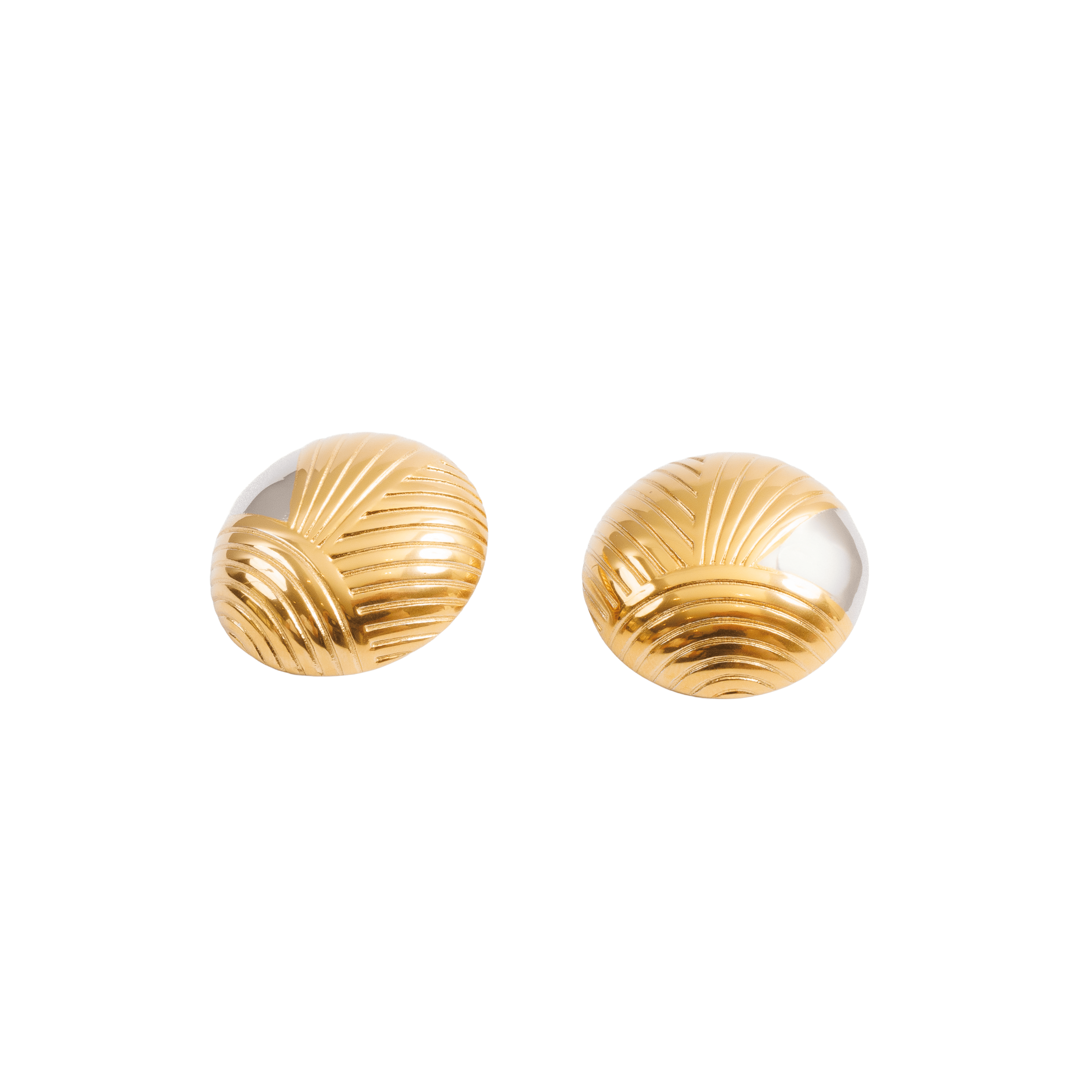 Brinco Esfera Texturizada com Mix de Banhos Dourado e Prata - Murano Joias